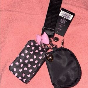 Charming Black and Pink Heart Keychain Set